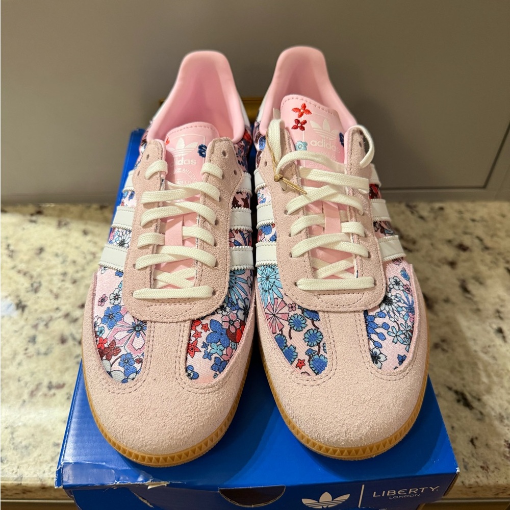 🆕 Adidas × Liberty London Limited Edition Samba OG J Flora — Blue Size 8 - Picture 3 of 9